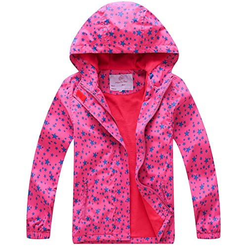 FAIRYRAIN Kinder Mädchen wasserdichte Gefütterte Jacke Übergangsjacke Regenjacke Softshelljacken Kapuzenjacke Wanderjacke Outdoorjacke 130 von FAIRYRAIN
