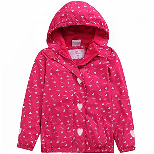 FAIRYRAIN Kinder Mädchen wasserdichte Gefütterte Jacke Übergangsjacke Regenjacke Softshelljacken Kapuzenjacke Wanderjacke Outdoorjacke 150 von FAIRYRAIN