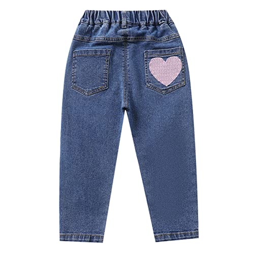 FAIRYRAIN Little Kids Mädchen Stickerei Jeans Denim Hose mit elastischer Taille Kleinkinder Hose von FAIRYRAIN