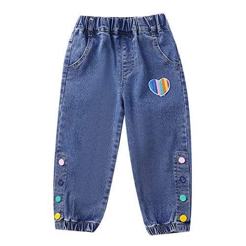 FAIRYRAIN Little Kids Mädchen Stickerei Jeans Denim Hose mit elastischer Taille Kleinkinder Hose von FAIRYRAIN
