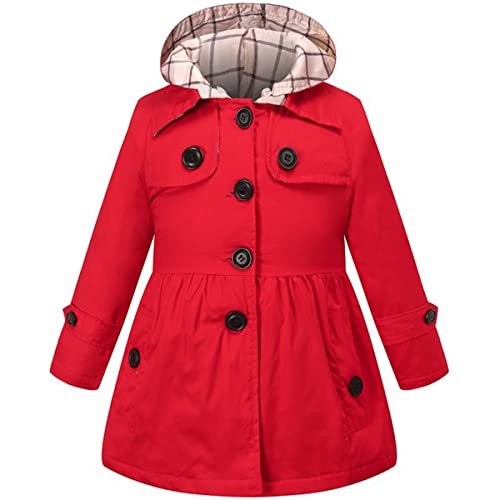 FAIRYRAIN Mädchen Kids Teens Kinder Jacke Trenchcoat Windjacke Übergangsjacke Frühling Trenchcoat Outwear Mantel mit abnehmenbarer Kapuze 140 von FAIRYRAIN