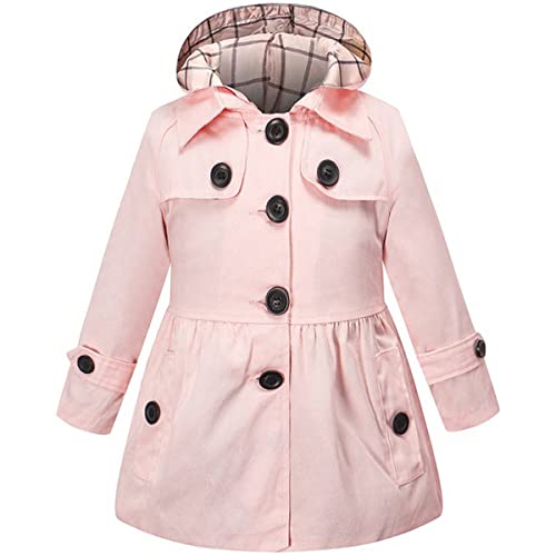 FAIRYRAIN Mädchen Kids Teens Kinder Jacke Trenchcoat Windjacke Übergangsjacke Frühling Trenchcoat Outwear Mantel mit abnehmenbarer Kapuze 120 von FAIRYRAIN