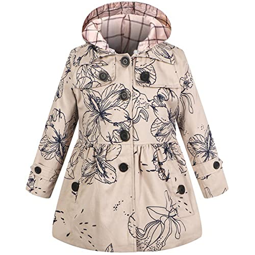 FAIRYRAIN Mädchen Kids Teens Kinder Jacke Trenchcoat Windjacke Übergangsjacke Frühling Trenchcoat Outwear Mantel mit abnehmenbarer Kapuze 130 von FAIRYRAIN