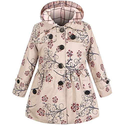 FAIRYRAIN Mädchen Kids Teens Kinder Jacke Trenchcoat Windjacke Übergangsjacke Frühling Trenchcoat Outwear Mantel mit abnehmenbarer Kapuze 130 von FAIRYRAIN