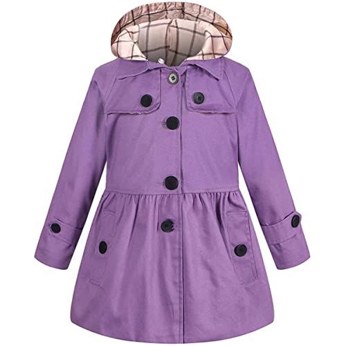 FAIRYRAIN Mädchen Kids Teens Kinder Jacke Trenchcoat Windjacke Übergangsjacke Frühling Trenchcoat Outwear Mantel mit abnehmenbarer Kapuze 130 von FAIRYRAIN