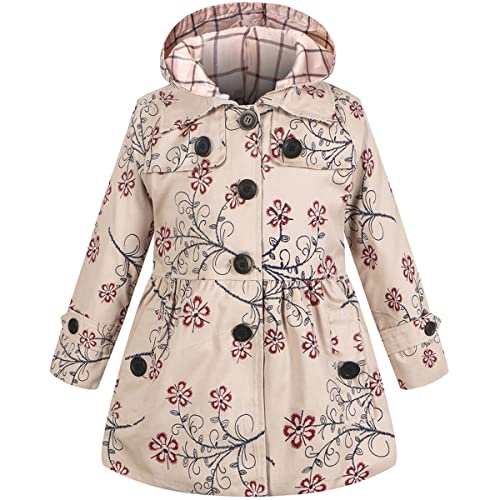 FAIRYRAIN Mädchen Kids Teens Kinder Jacke Trenchcoat Windjacke Übergangsjacke Frühling Trenchcoat Outwear Mantel mit abnehmenbarer Kapuze 140 von FAIRYRAIN