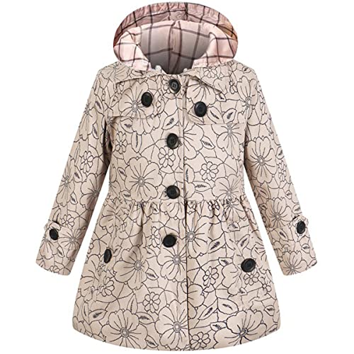 FAIRYRAIN Mädchen Kids Teens Kinder Jacke Trenchcoat Windjacke Übergangsjacke Frühling Trenchcoat Outwear Mantel mit abnehmenbarer Kapuze 160 von FAIRYRAIN
