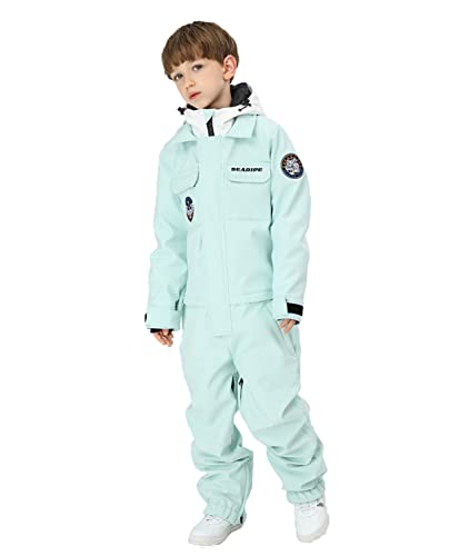 FAIRYRAIN One Piece Kinder Jungen und Mädchen Skianzug Schneeanzug Winter Warm Schneeanzug Mit Kapuze Winddicht wasserdicht Skioverall Anzug Set für Snowboarden im Winter von FAIRYRAIN