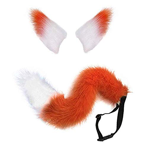 Halloween Kostüme Kunstpelz Fuchsschwanz Mit Katze Fox Pelz Ohren Haarspange Headwear für Teenager und Erwachsene von FAIRYRAIN