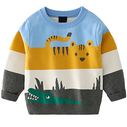 Kinder Jungen Mädchen Lanarm Rundhals Sweater Herbst Winter Warme Cartoon Pullover Strickjacken Strickpullover 120 von FAIRYRAIN