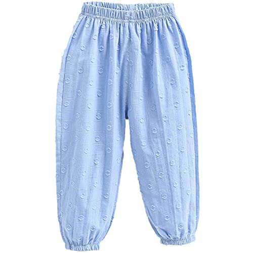 Kinder Mädchen Jungen Sommer Baumwoll Leinenhose Pumphose Elastische Lässige Anti-Moskito Jogginghose Lässige Pants Hose 120 von FAIRYRAIN