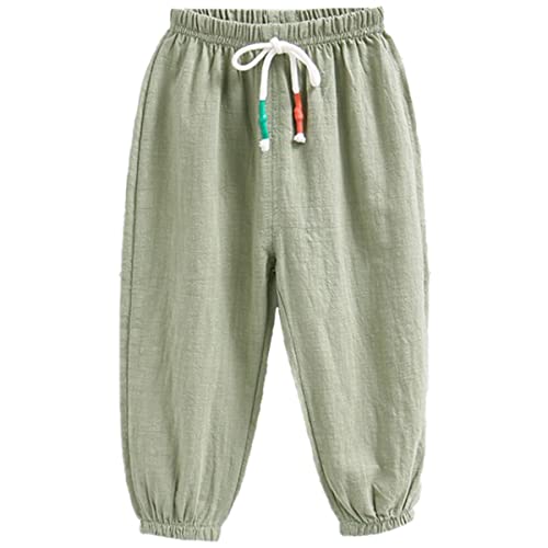 Kinder Mädchen Jungen Sommer Baumwoll Leinenhose Sweety Baumwolle Lange Hosen Sommer dünn Pumphose Haremshose Elastische Lässige Anti-Moskito Jogginghose 100 von FAIRYRAIN