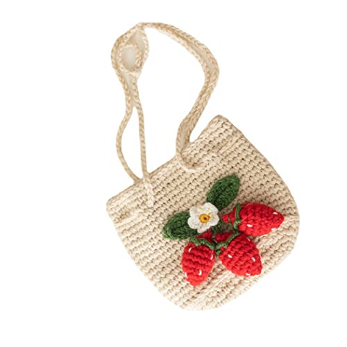 FAIRYSAN Cotton Crochet Bag Strawberry Crossbody Messenger Bag Cute Crossbody Bag Geflochtene Tasche Wolle Stricken Umhängetasche Beige, beige, Einheitsgröße von FAIRYSAN