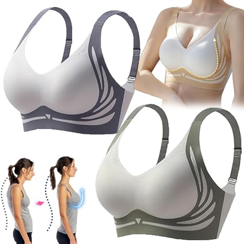 FAIRZ Hebender Anti-Sagging Wireless Push-Up BH, atmungsaktive Brust gesammelt Nahtlose Anti-Sagging Dessous Shaping BHS (2XL(75-85kg),2PCS-B) von FAIRZ