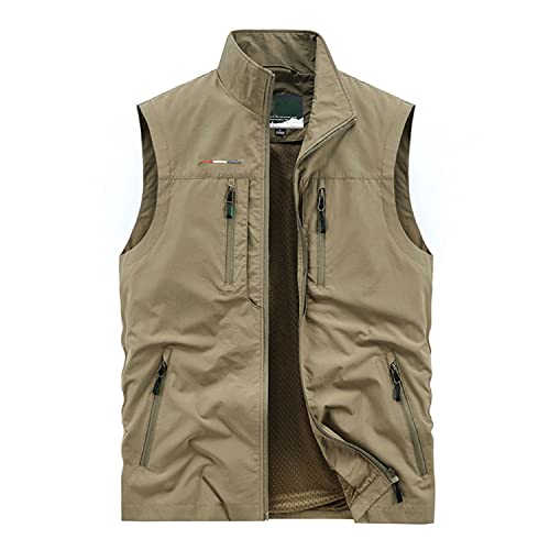 FAJIAYI Herren-Weste Mit Multi-Pocket Waistcoat Outdoor-Sportweste Ärmellose Atmungsaktive Freizeitweste Für Fotografie-Angelreisen,Khaki,5XL FAJIAYI Herren-Weste Mit Multi-Pocket Waistcoat Outdoor-Sportweste Ärmellose Atmungsaktive Freizeitweste Für Fotografie-Angelreisen,Khaki,5XL von FAJIAYI