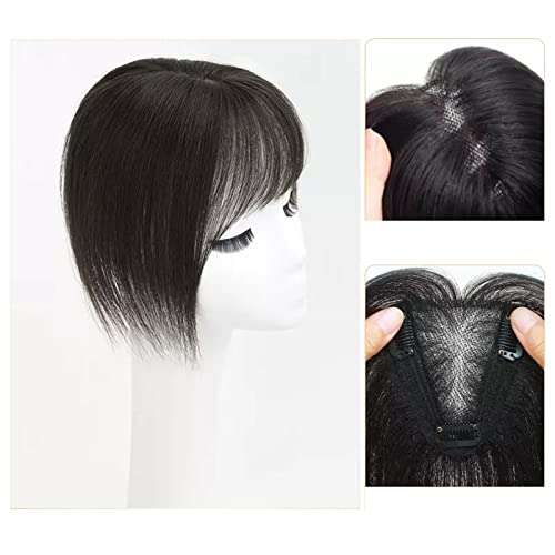Perücke Perückenstück Damenkopf for Füllen des Haares Flauschige Echthaarabdeckung Weißes Haar zur Erhöhung der Menge an Echthaar-Pony for Füllen des Haarteils Damen Perücken(01-(9x10)25CM black) von FAJNUZI2024