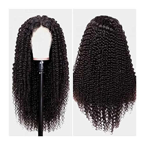 Perücke Schwarze lange, verworrene, lockige Lace-Front-Perücken, natürlicher, vorgezupfter Haaransatz, hitzebeständige, synthetische T-Teil-Spitze-Perücken for modische Frauen Damen Perücken(13X1 T Pa von FAJNUZI2024