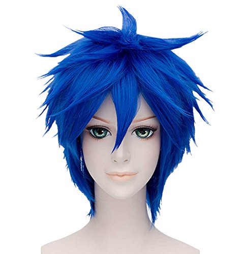 FALAMKA Blau Perücke Kurz Gerade Cosplay Anime Halloween für Unisex von FALAMKA