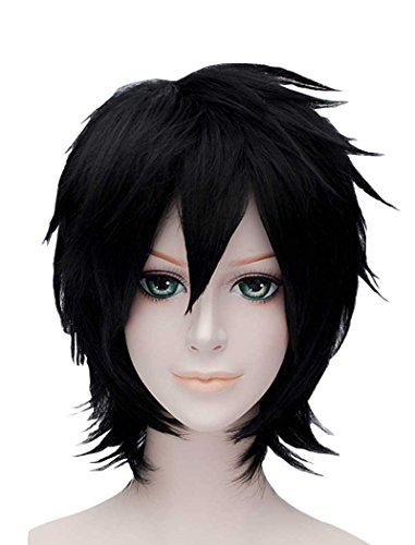 FALAMKA Schwarz Perücke Kurz Amine Gerade Perücke für Unisex Cosplay Halloween von FALAMKA