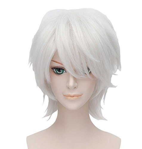 FALAMKA Weiß Perücke Kurz Cosplay Anime Perücke Halloween Unisex von FALAMKA