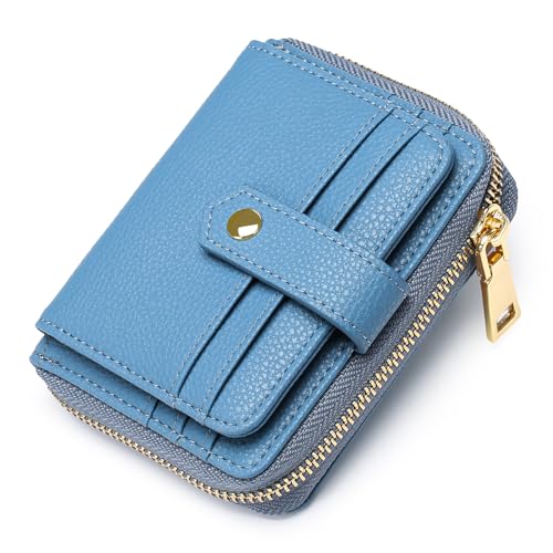 FALAN MULE Geldbörse Damen Leder klein mit RFID-Schutz, Portemonnaie Damen Mini Geldbeutel Kurzformat mit Zipped Coin Pocket von FALAN MULE