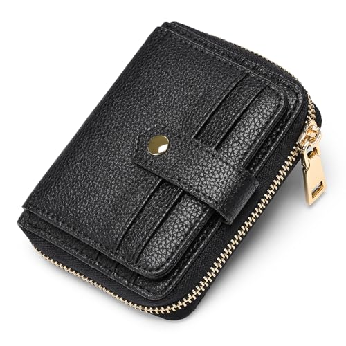 FALAN MULE Geldbörse Damen Leder klein mit RFID-Schutz, Portemonnaie Damen Mini Geldbeutel Kurzformat mit Zipped Coin Pocket von FALAN MULE