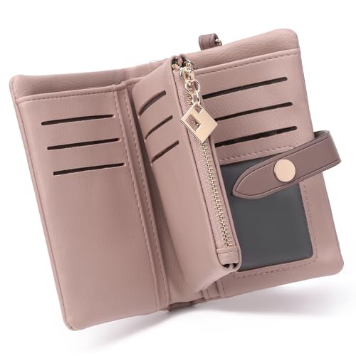 FALAN MULE Geldbeutel Damen mit RFID Blockierung, Portemonnaie Damen Klein PU Leder, Geldbörse Damen mit 16 Kartenfächer und Münzfach, Große Kreditkartenhalter, Portmonee Damen, Brieftasche für Frauen von FALAN MULE