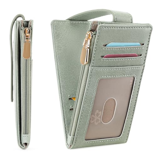 FALAN MULE Geldbörse Damen, Damen Geldbeutel Klein mit RFID-Schutz, Mini Geldbeutel Frauen mit Zipper Brieftasche, Leder Portmonee mit 12 Kartenfächer, Münzfach Portemonnaie von FALAN MULE