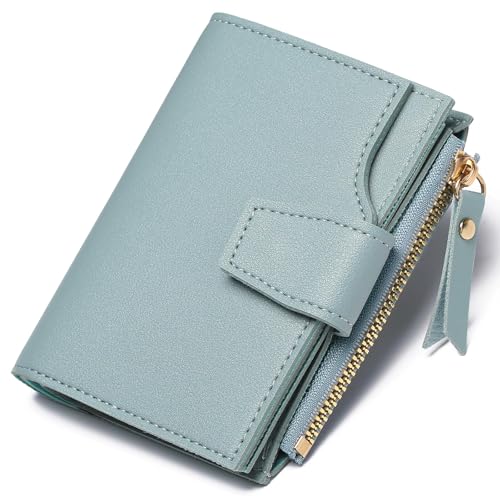 FALAN MULE Geldbörse Damen Klein mit RFID Schutz, Mini Kurzer Geldbeutel Damen PU Leder Portemonnaie für Frauen mit Münzfach Brieftasche Kartenfäche, Kleiner Portmonee mit Reißverschlusstasche von FALAN MULE