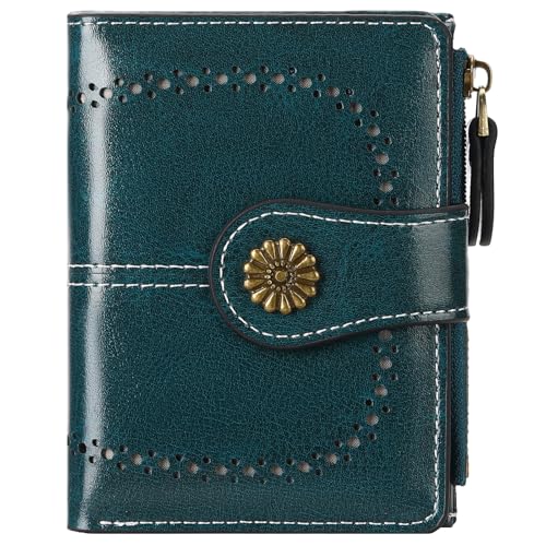 FALAN MULE Geldbörse Damen Klein und im Kurzformat, Bifold Leder Portemonnaie Damen mit RFID-Schutz, Mini Geldbeutel mit Mehrere Kartenfächern und Münzfach Zipper, Portmonee Kleine Brieftasche von FALAN MULE