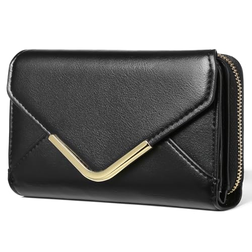 FALAN MULE Geldbörse Klein Damen, Geldbeutel Damen Klein RFID-Schutz, Portemonnaie Damen aus weichem Leder, Portmonee mit 10 Kartenfächer und Zipper Münzfach Brieftasche, Clutch Handtasche von FALAN MULE