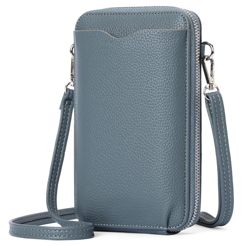 FALAN MULE Kleine Handy-Umhängetasche, echtes Leder, Damen-Umhängetasche, Handtasche mit Kartenfächern, mit verstellbarem, breitem Riemen, vielseitige Umhängetasche für Damen mit mehreren Taschen von FALAN MULE