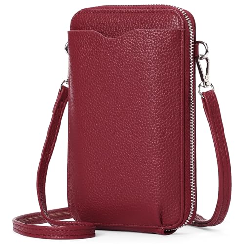 FALAN MULE Kleine Handy-Umhängetasche, Damen-Umhängetasche, Handtasche mit Kartenfächern, mit verstellbarem, breitem Riemen, Vielseitige Leder Umhängetasche für Damen mit mehreren Taschen von FALAN MULE