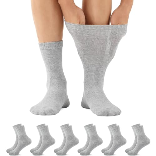 FALARY 6 Paar Diabetiker Socken Herren Extra Weit Diabetiker Socken Herren 47-50 ohne Gummi Socken mit Komfortbund ohne Naht Gesundheitssocken Baumwolle von FALARY