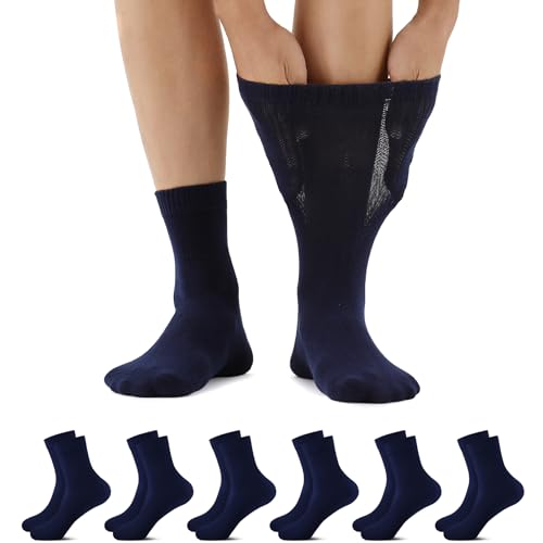 FALARY 6 Paar Socken Damen 35-38 Diabetiker Socken Damen 35-38 ohne Gummibund Diabetikersocken Herren Jeans Gesundheitssocken mit Komfortbund ohne Naht Baumwolle Socken Ohne Gummi von FALARY