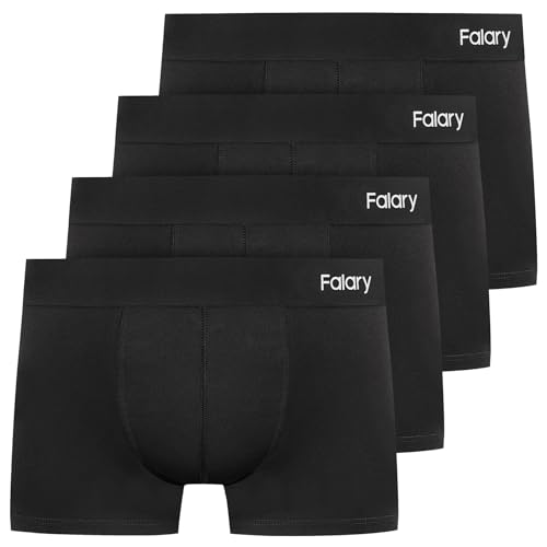 FALARY Boxershorts Herren Männer Unterhosen Men Retroshorts Unterwäsche Underwear Boxer Trunk Baumwolle Ohne Kratzenden Zettel 4er Pack Schwarz S von FALARY