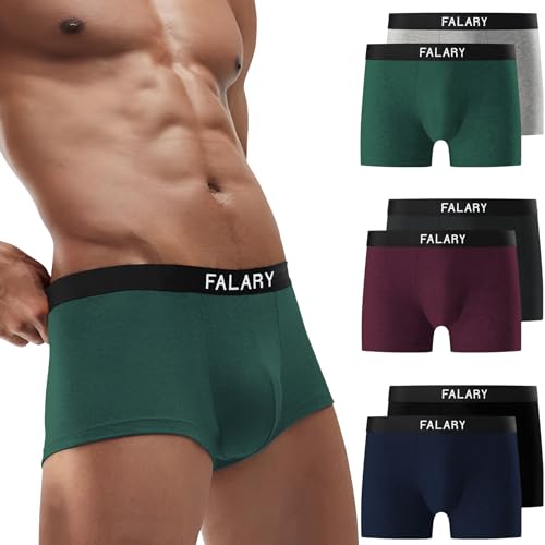 FALARY Boxershorts Herren Unterhosen Männer Baumwolle Retroshorts Shorts UnterwäSche Boxer Ohne Kratzenden Zettel 6er Pack Sportunterhosen für Herren（Mehrfarbig,L） von FALARY