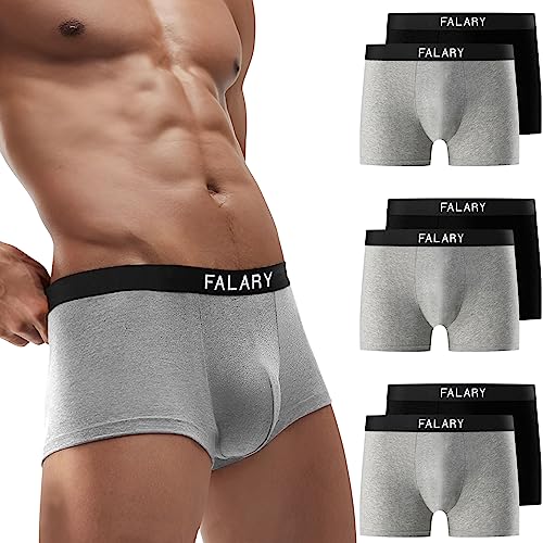 FALARY Boxershorts Herren Unterhosen Männer Baumwolle Retroshorts Shorts UnterwäSche Boxer Ohne Kratzenden Zettel 6er Pack Sportunterhosen für Herren（Schwarz/Grau,M） von FALARY