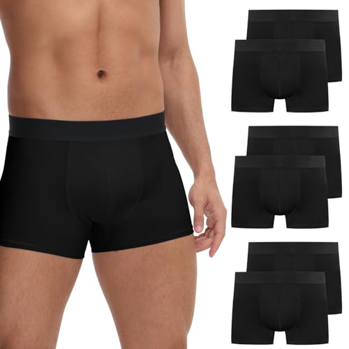 FALARY Boxershorts Herren Unterhosen Männer Retroshorts Ohne Etikett UnterwäSche Boxer Baumwolle Sportunterhosen für Herren 6er Pack Gr.XXL,Farbe Schwarz von FALARY