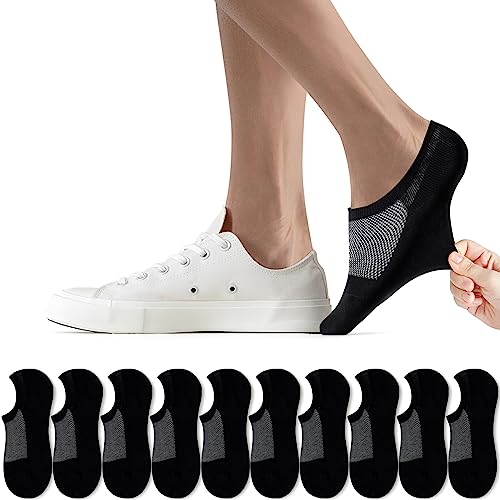 FALARY Füßlinge Damen 39-42 Schwarz Kurze Socken Füsslinge 10 Paar Sneaker Socken Herren Unsichtbar No Show socks Sneakersocken von FALARY