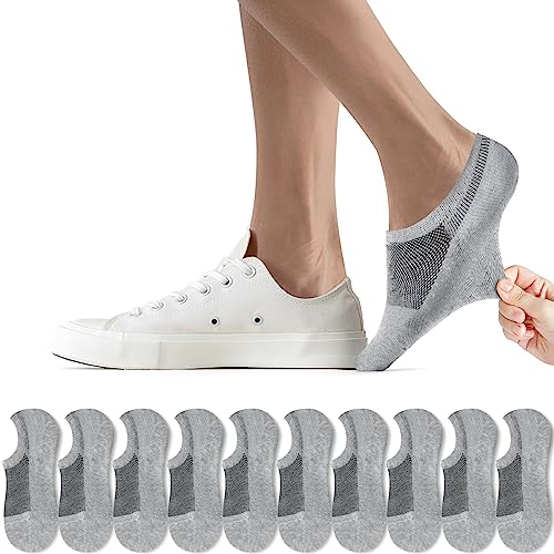 FALARY Füßlinge Herren Sneaker Socken Damen Kurze Socken 10 Paar 47-50 Grau Füsslinge Unsichtbar No Show socks Sneakersocken von FALARY