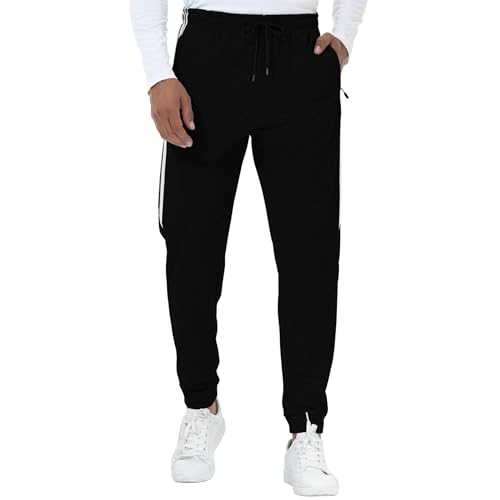 FALARY Herren Jogginghose Schwarz Running Trainingshose Extra Lang XXL Sporthose Extra Lang Sport Jogging Sweathose Winter Beine Jogger Track Training von FALARY