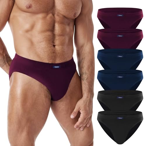 FALARY Herren Unterhosen Slip 6er Pack 100% Baumwolle Männer Unterwäsche Sport Basic Schwarz M von FALARY