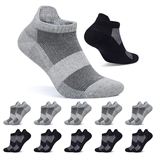 FALARY Kurze Socken Herren 39-42 Schwarz Grau Sportsocken 10 Paar Sneaker Socken Damen Baumwolle Atmungsaktive Laufsocken Unisex von FALARY