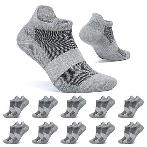 FALARY Kurze Socken Herren 47-50 Sneaker Socken Damen Sportsocken 10 Paar Grau Baumwolle Atmungsaktive Laufsocken Unisex von FALARY