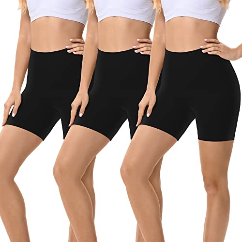 FALARY Leggings Kurz Damen Hose Unter Rock Sicherheit Shorts Kurze Radlerhose Unterhose Damen Schwarz S 3Pack von FALARY