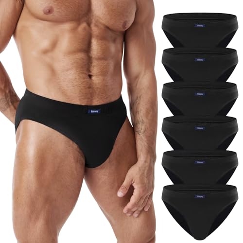 FALARY Slip Herren 6er Pack 100% Baumwolle Unterhosen Männer Unterwäsche Sport Basic Schwarz L von FALARY