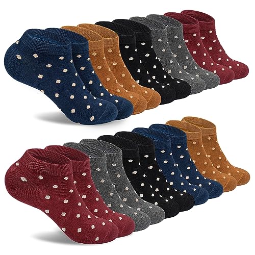 FALARY Sportsocken Damen 35-38 Baumwolle Mädchen Socken Kurzesocken SSneaker Socken Bunt mit Punkten 10 Paar von FALARY