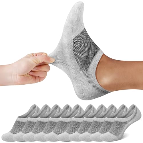 FALARY Sneaker Socken Damen 39-42 Grau Füßlinge Herren Kurze Socken 10 Paar Füsslinge Unsichtbar No Show socks Sneakersocken von FALARY