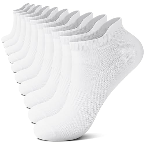 FALARY Sneaker Socken Damen Herren Kurz Socken Weiß Baumwolle Atmungsaktive Sportsocken Laufsocken Outdoor Running Socken 39-42,10 Paar von FALARY